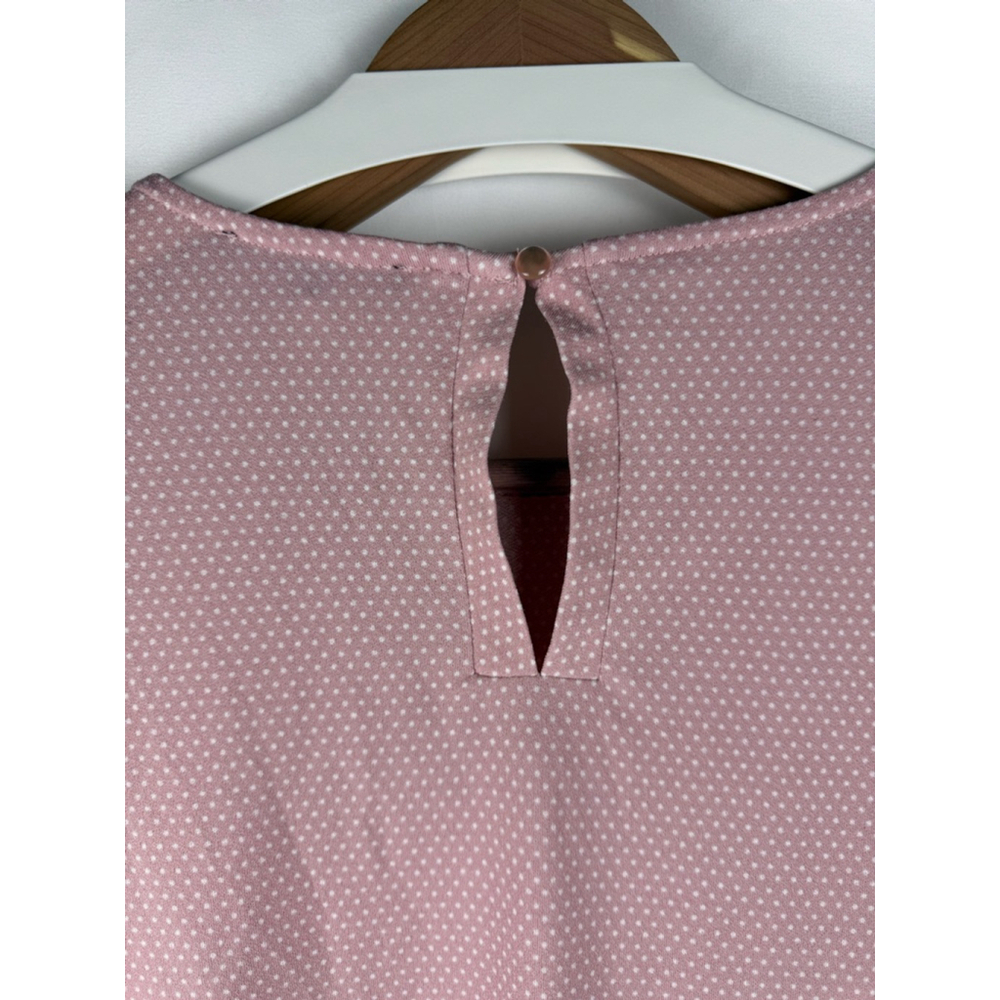 Women's Adrianna Papell Polka Dot Blouse Pink/White Size XL - Picture 6 of 8